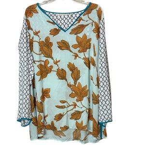 Soft Surroundings Floral Long Sleeve Top Sz 1X 100% Modal